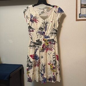 EShakti women’s flower nautical Hawaii dress Sz 10 back cutout, pockets NWOT